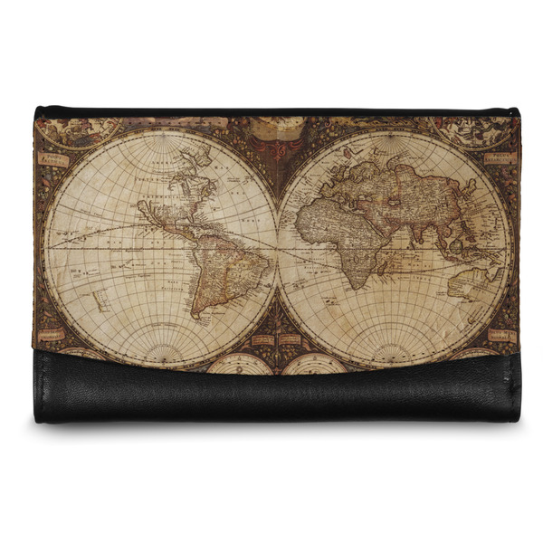 Custom Vintage World Map Genuine Leather Women's Wallet - Small