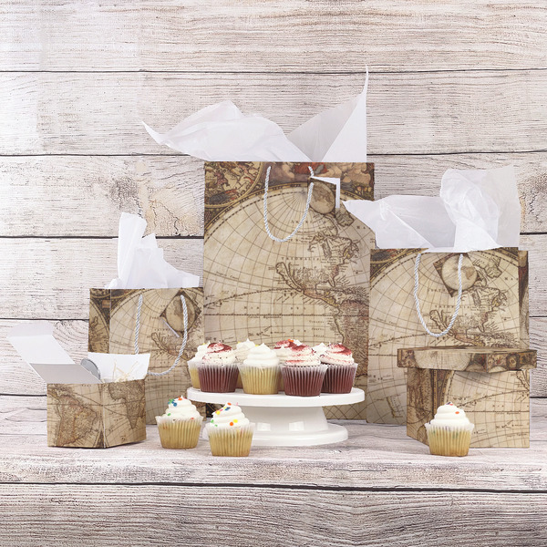 Vintage World Map Gift Bags - In Context