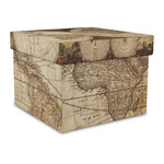 Vintage World Map Gift Box with Lid - Canvas Wrapped - Large