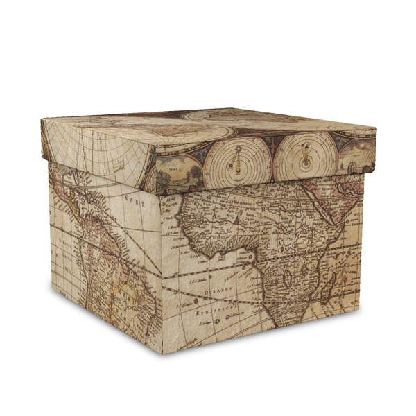 Custom Vintage World Map Gift Box with Lid - Canvas Wrapped - Medium