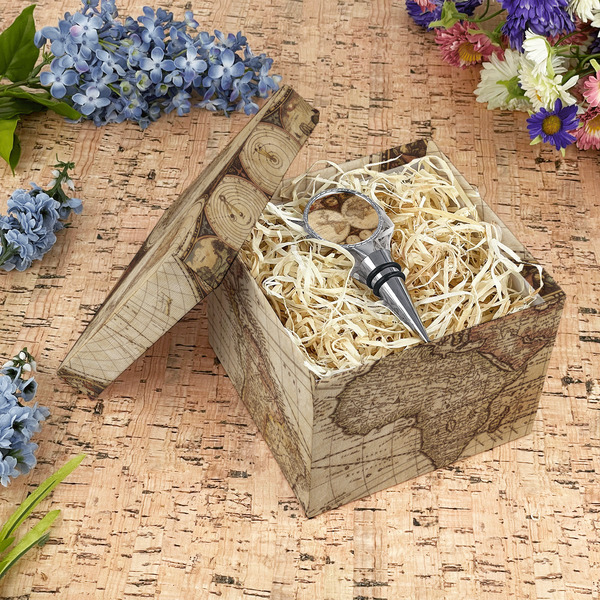 Vintage World Map Gift Boxes with Lid - Canvas Wrapped - Medium - In Context