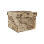 Vintage World Map Gift Box with Lid - Canvas Wrapped - Small