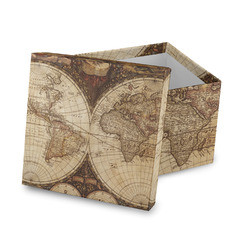 Vintage World Map Gift Box with Lid - Canvas Wrapped