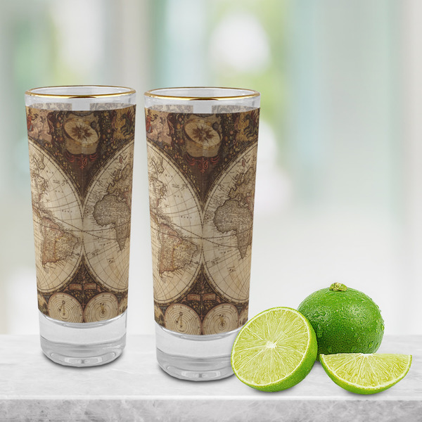 Vintage World Map Glass Shot Glass - 2 oz - LIFESTYLE