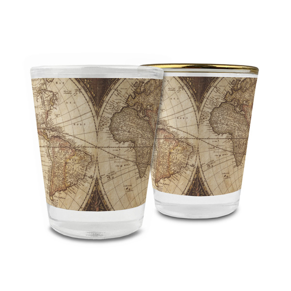 Custom Vintage World Map Glass Shot Glass - 1.5 oz