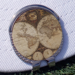 Vintage World Map Golf Ball Marker - Hat Clip