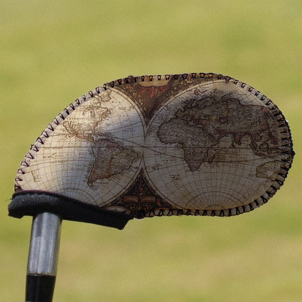 Custom Vintage World Map Golf Club Iron Cover
