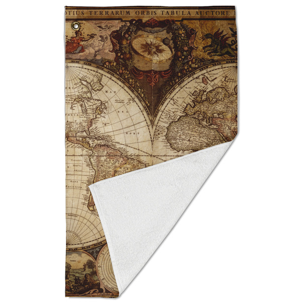 Vintage World Map Golf Towel - Folded (Large)