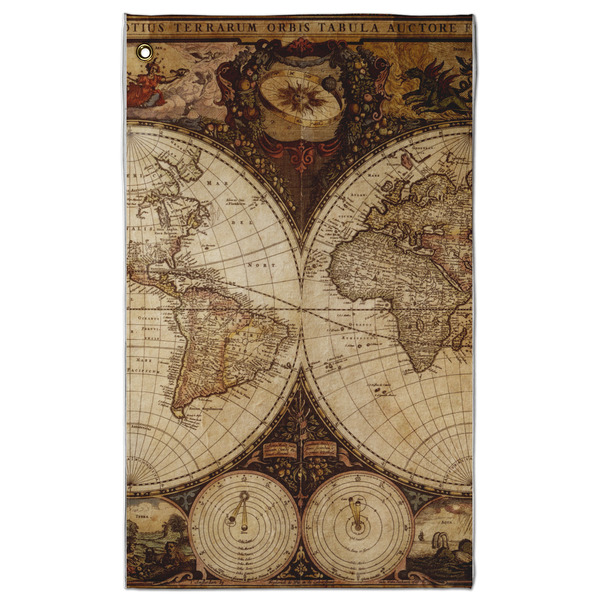 Custom Vintage World Map Golf Towel - Poly-Cotton Blend - Large
