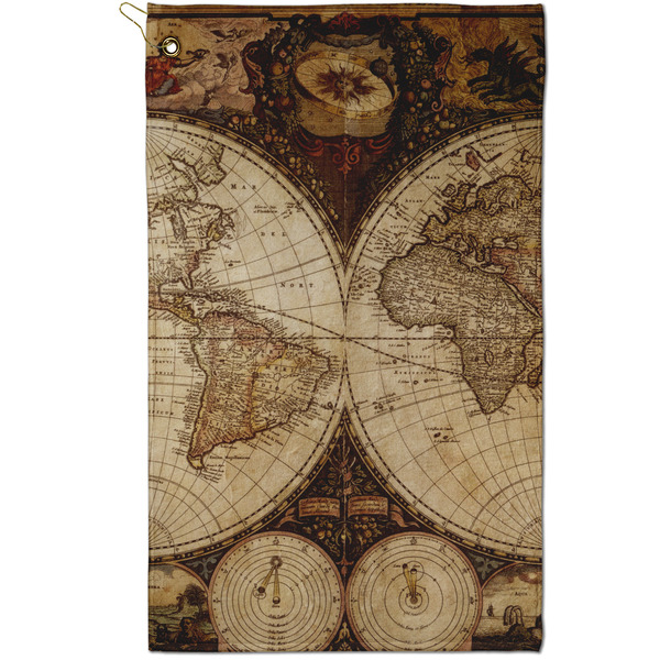 Custom Vintage World Map Golf Towel - Poly-Cotton Blend - Small