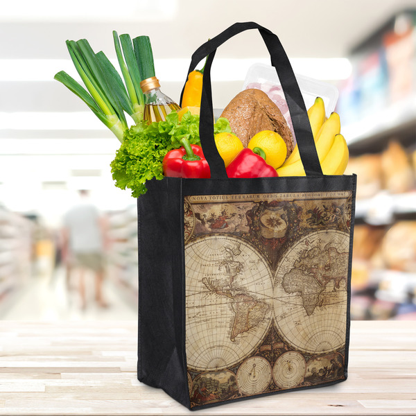 Vintage World Map Grocery Bag - LIFESTYLE
