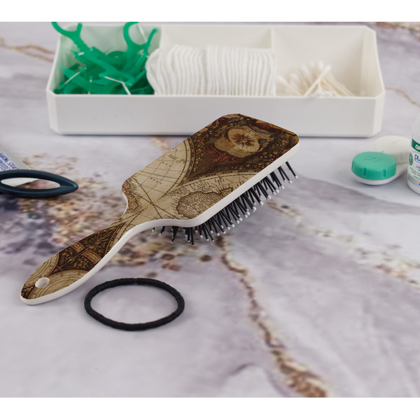 Vintage World Map Hair Brush - In Bathroom