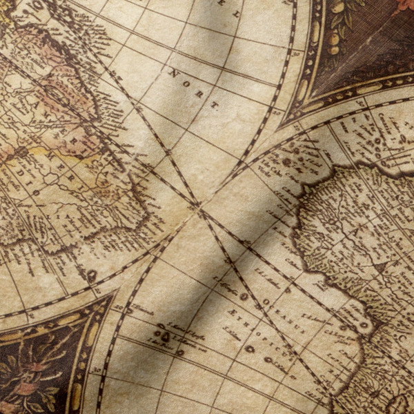 Vintage World Map Hooded Baby Towel- Detail Close Up