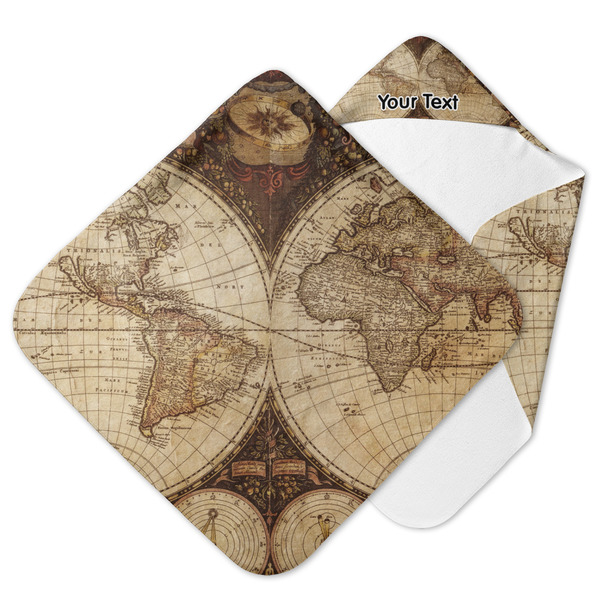 Custom Vintage World Map Hooded Baby Towel