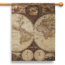 Vintage World Map 28" House Flag - Double Sided