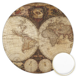Vintage World Map Printed Cookie Topper - 3.25"