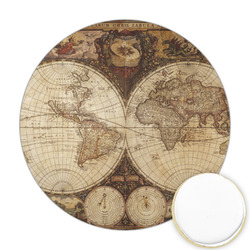 Vintage World Map Printed Cookie Topper - Round