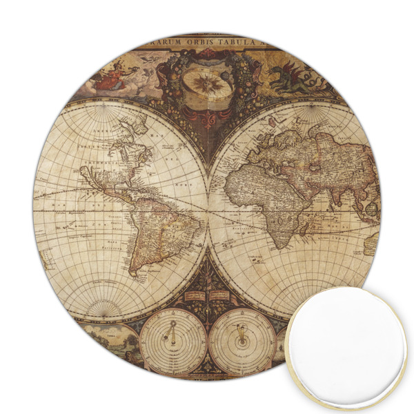 Custom Vintage World Map Printed Cookie Topper - 2.5"