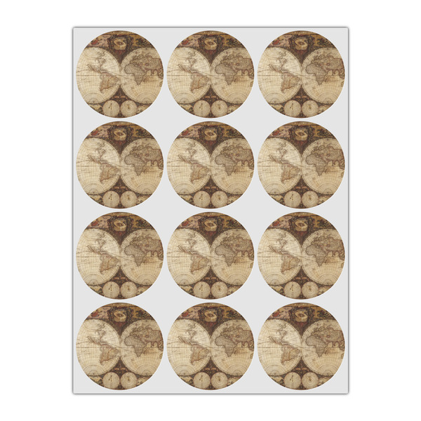 Vintage World Map Icing Circle - Small - Set of 12