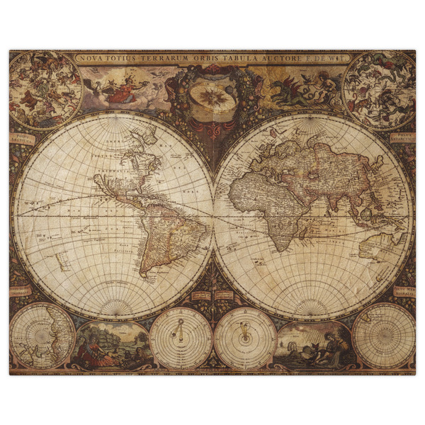 Vintage World Map Indoor / Outdoor Rug - 8'x10' - Front Flat
