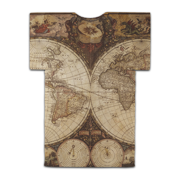 Vintage World Map Jersey Bottle Cooler - BACK (flat)