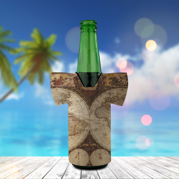 Vintage World Map Jersey Bottle Cooler - LIFESTYLE