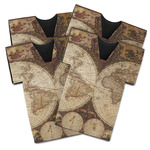 Vintage World Map Jersey Bottle Cooler - Set of 4