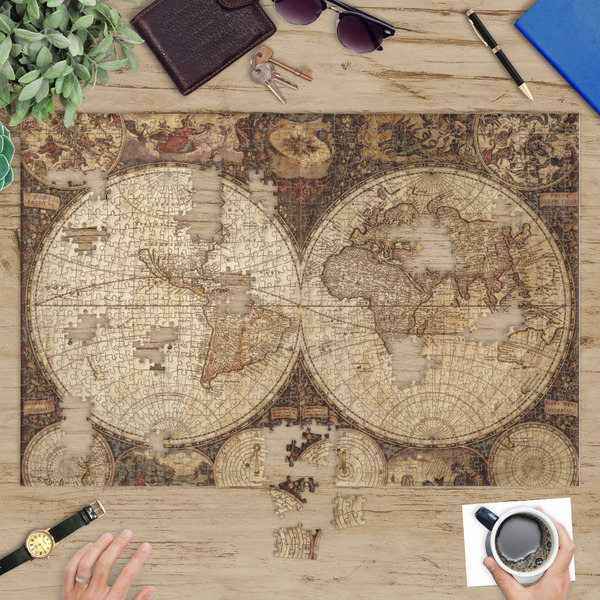 Vintage World Map Jigsaw Puzzle 1014 Piece - In Context