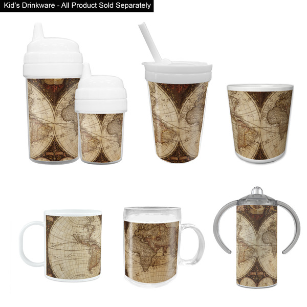 Vintage World Map Kid's Drinkware - Customized & Personalized