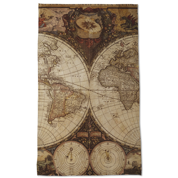 Vintage World Map Kitchen Towel - Poly Cotton - Full Front