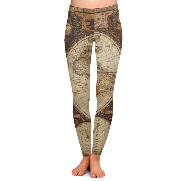 Custom Vintage World Map Ladies Leggings - 2X-Large