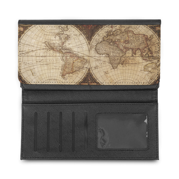 Vintage World Map Ladies Wallet - Half Way Open