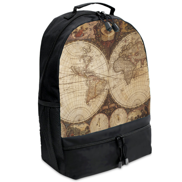 Custom Vintage World Map Backpacks - Black