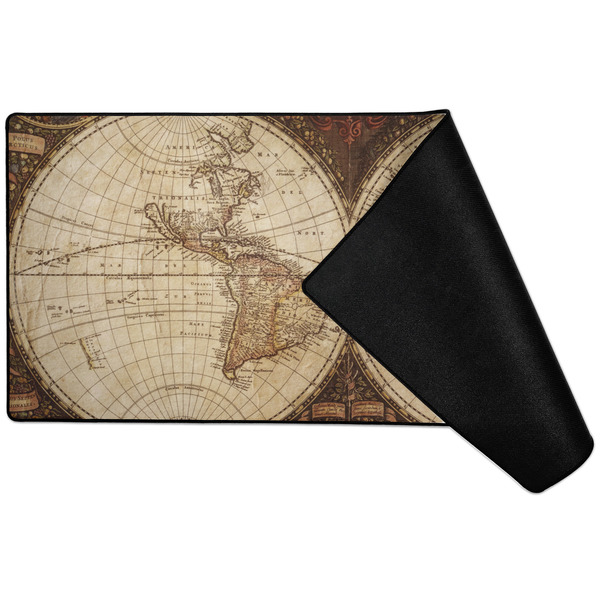 Vintage World Map Large Gaming Mats - FRONT W/ FOLD