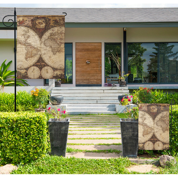 Vintage World Map Large Garden Flag - LIFESTYLE