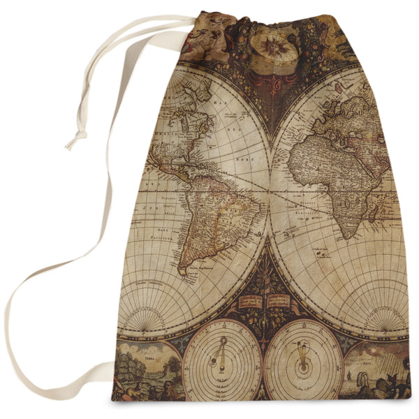Custom Vintage World Map Laundry Bag - Large