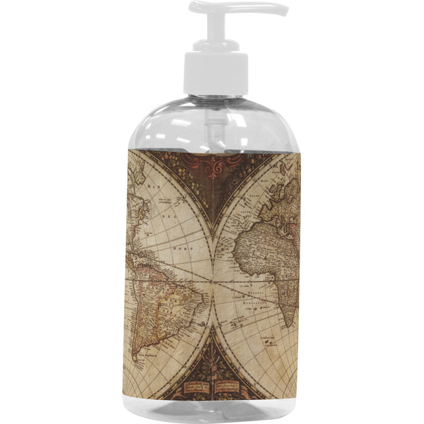Vintage World Map Large Liquid Dispenser (16 oz) - White