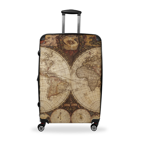 Custom Vintage World Map Suitcase - 28" Large - Checked