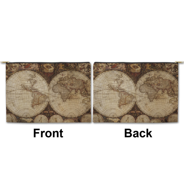 Vintage World Map Large Zipper Pouch Approval (Front and Back)