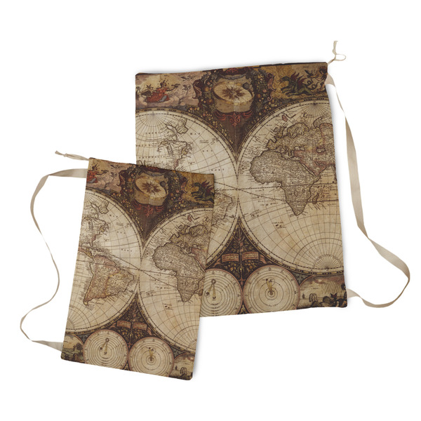 Vintage World Map Laundry Bag - Both Bags