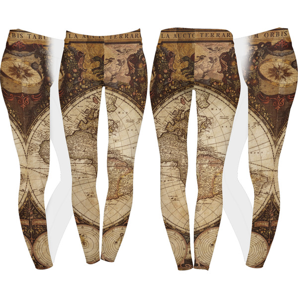 Vintage World Map Leggings Turn Around - Apvl