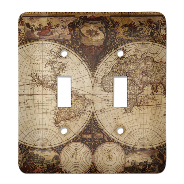 Custom Vintage World Map Light Switch Cover (2 Toggle Plate)