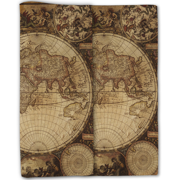 Vintage World Map Linen Placemat - Folded Half (double sided)