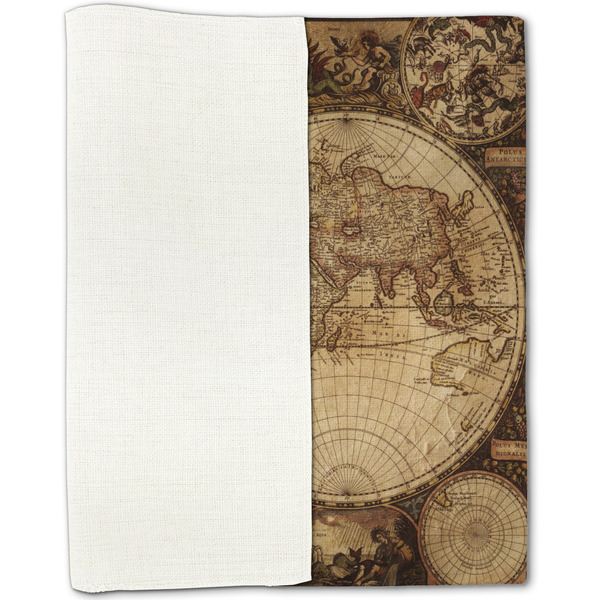 Vintage World Map Linen Placemat - Folded Half
