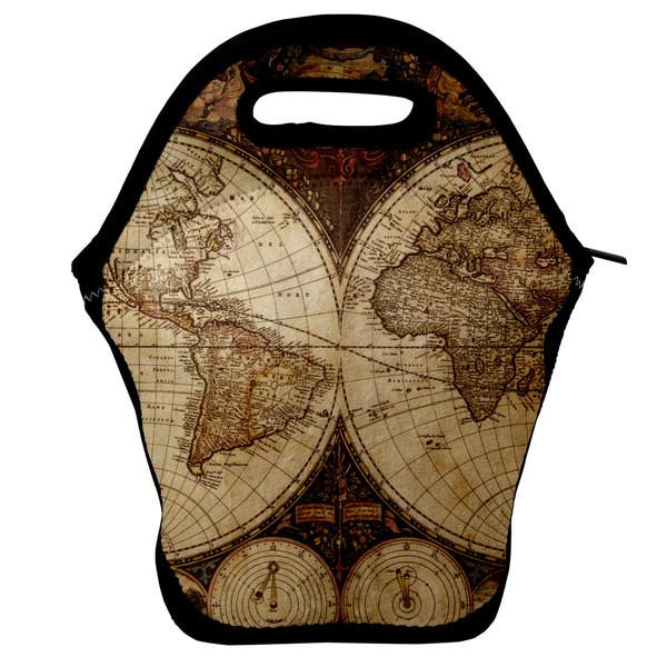 Custom Vintage World Map Lunch Bag