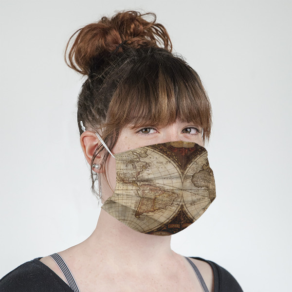 Vintage World Map Mask - Quarter View on Girl