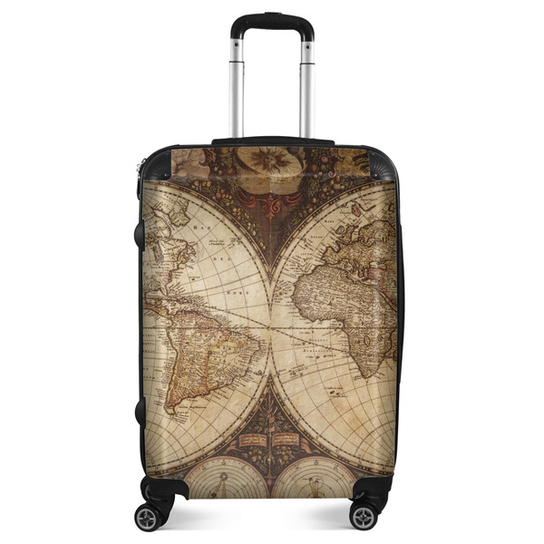 Custom Vintage World Map Suitcase - 24" Medium - Checked