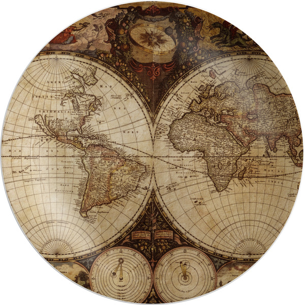Custom Vintage World Map Melamine Plate