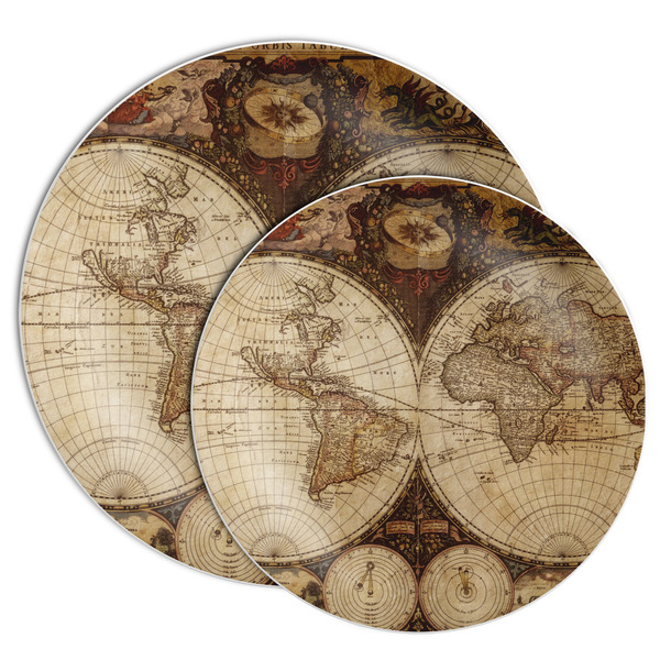 Vintage World Map Melamine Plates - PARENT/MAIN