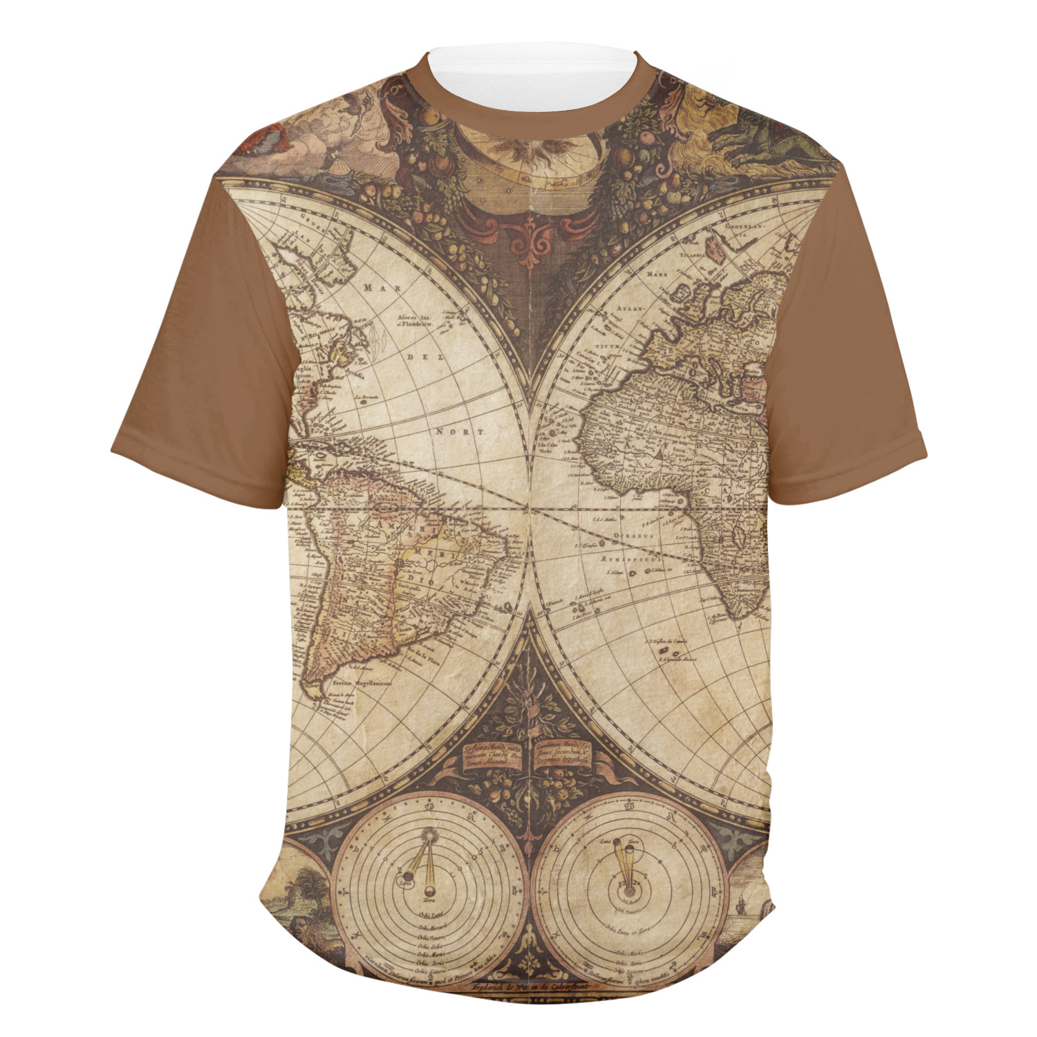Custom Vintage World Map Men's Crew T-Shirt | YouCustomizeIt